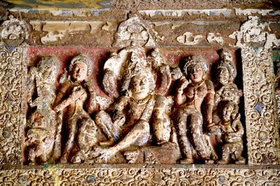 Stone carving at Ajanta caves, Maharashtra, India by Unknown